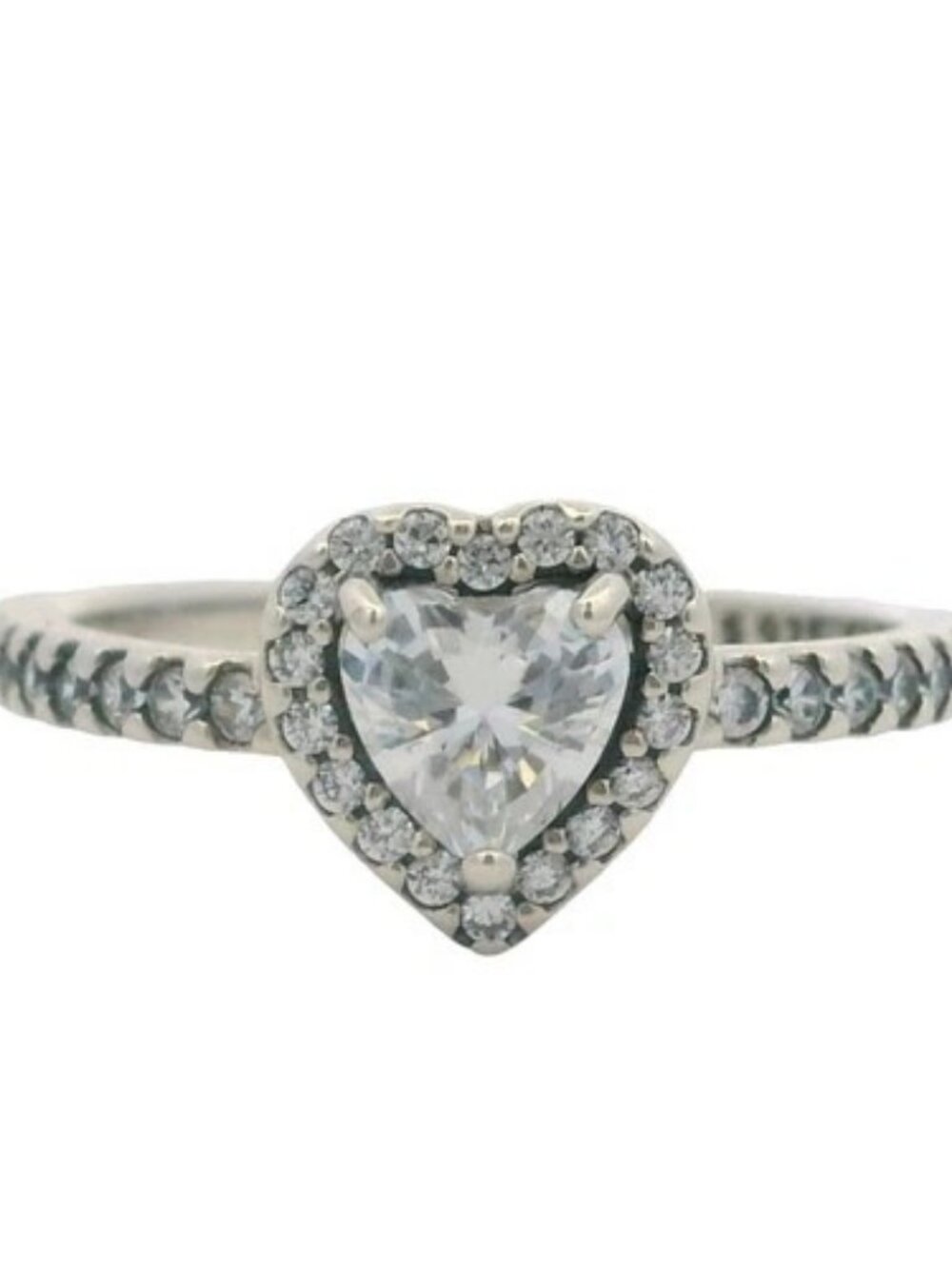 Pandora 925 Sterling Silver Cubic Zirconia Elevated Heart Halo Ring Size 6 52